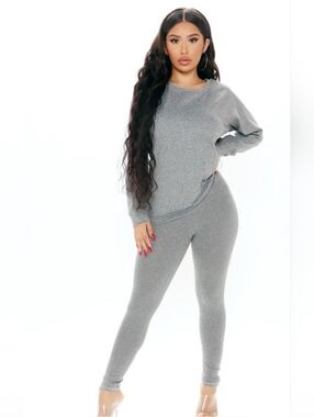 Light Gray Ribbed Leggings Set